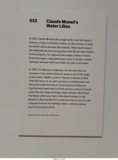 New York City - Manhattan - Museum of Modern Art (MOMA) - Monet Water Lilies sign