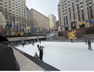 New York City - Manhattan - Rockafeller Center - ice skating rink with Prometheus