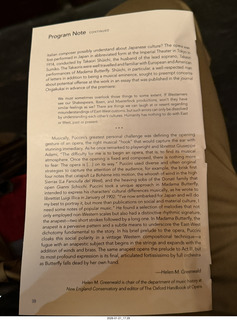 New York City - Manhattan - Metropolitan Opera Madama Butterfly - program