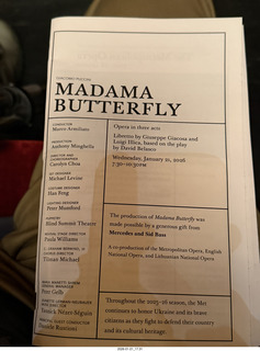 New York City - Manhattan - Metropolitan Opera Madama Butterfly - program