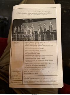 New York City - Manhattan - Metropolitan Opera Madama Butterfly - program