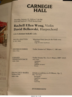 New York City - Manhattan - Carnegie Hall program (not my show)