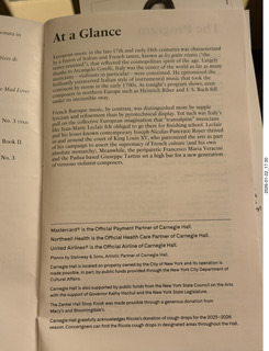 New York City - Manhattan - Carnegie Hall program (not my show)