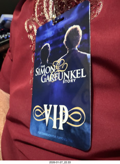 Mesa Arts Center - Simon and Garfunkle Story - Adam with VIP badge