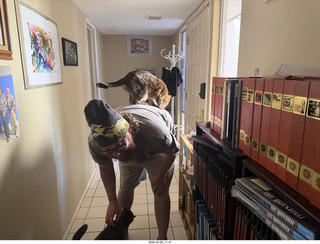 Adam with cat Pickle on my shoulder