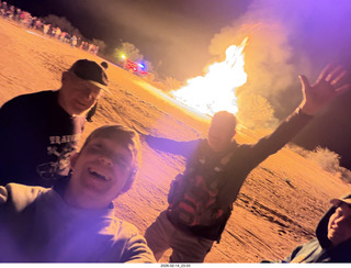 Arizona Flying Circus - night - Christmas trees on fire - Adam - Tyler - Mo