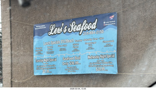 Lew's Seafood restaurant sign