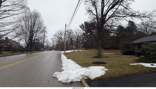 AirBnB house - gray, snowy street