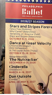 Philadelphia - Academy of Music - Philadelphia Ballet - next year schedule