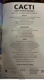 Phoenix Orpheum Theater - Ballet Arizona - Cacti and Other Works - program