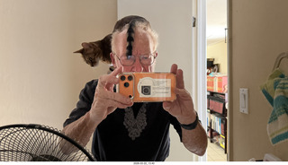 Adam with cat Pickle on my shoulder