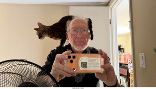 Adam with cat Pickle on my shoulder