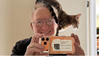 Adam with cat Pickle on my shoulder