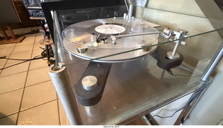 Transcriptor Skeleton turntable and Vestigal tonearm with clear vinyl record