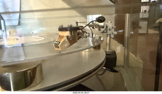 Transcriptor Skeleton turntable and Vestigal tonearm with clear vinyl record