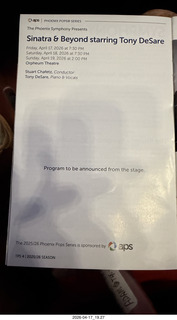 Orpheum Theater - Phoenix Symphony pops - Sinatra - program