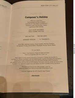New York City Ballet - program