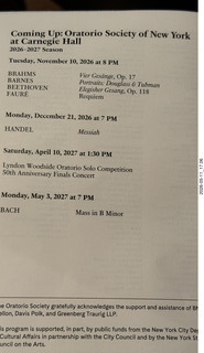 61 a2v. New York City - Carnegie Hall - Oratorio Society of New York program