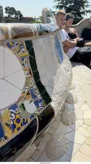 49 a2y. Spain - Barcelona - Park Guell (Gaudi) - undulating mosaic tile