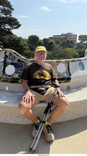 56 a2y. Spain - Barcelona - Park Guell (Gaudi) undulating mosaic tile + Adam