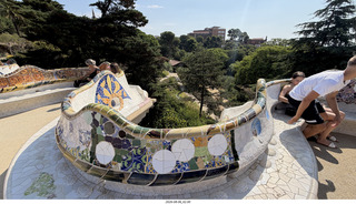 60 a2y. Spain - Barcelona - Park Guell (Gaudi) undulating mosaic tile