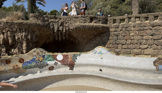 61 a2y. Spain - Barcelona - Park Guell (Gaudi) undulating mosaic tile