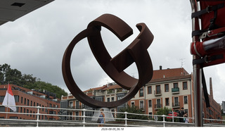 91 a2y. Spain - Bilbao - boat ride tour - sculpture