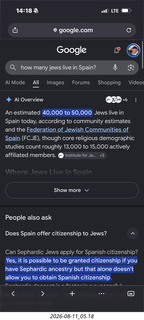 159 a2y. Spain - Spain Jewish population about 45K