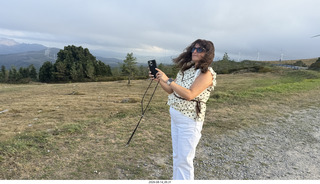 11 a2y. Spain - bus tour of north shore - beach with windmills - eclipse friend
