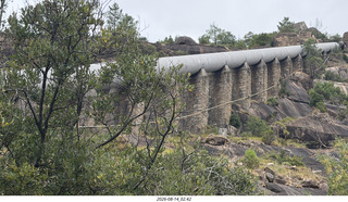 88 a2y. Spain - bus tour of north shore - river - pipeline