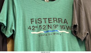 110 a2y. Spain - bus tour of north shore - Fisterra - the end of the world - t-shirt