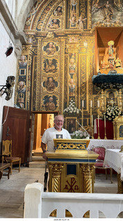 205 a2y. Spain - bus tour of north shore - church + Adam at pulpit