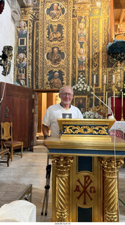206 a2y. Spain - bus tour of north shore - church + Adam at pulpit