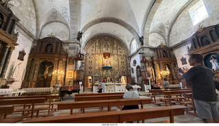 209 a2y. Spain - bus tour of north shore - church - hanging boats