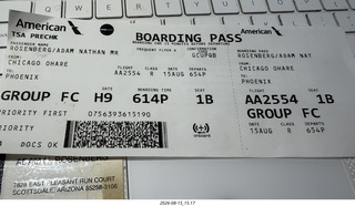 32 a2y. Chicago O'Hare - boarding pass to Phoenix with TSA precheck